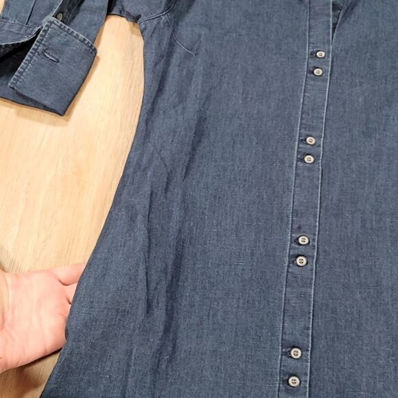 🔸️J Brand Blue Linen Blend Bacall Shirt Dress w/Pockets Small - Picture 8 of 13